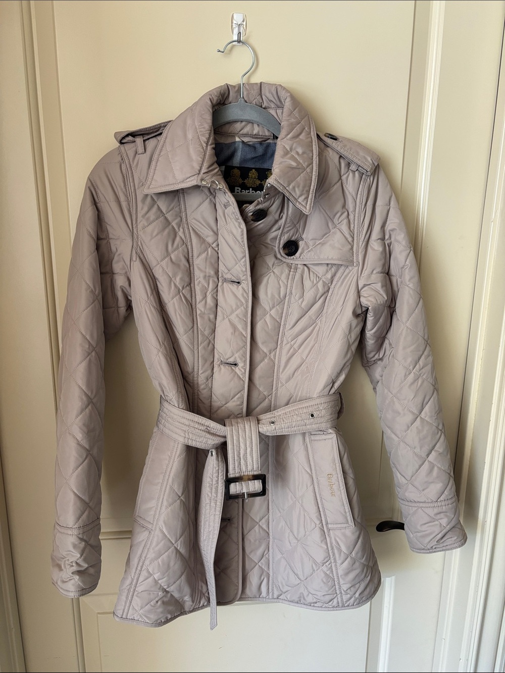 Barbour Quilted Belted Trench Coat - Light Taupe